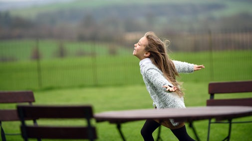 Child playing in the garden at Uppark, West Sussex